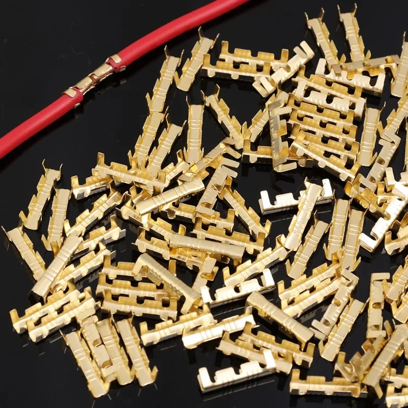 50/500PCS Brass U-shaped Parallel Cold Plug Terminals Power Cord Connectors Electrical Quick Connect Plug-in Terminal 0.3-1.5mm²