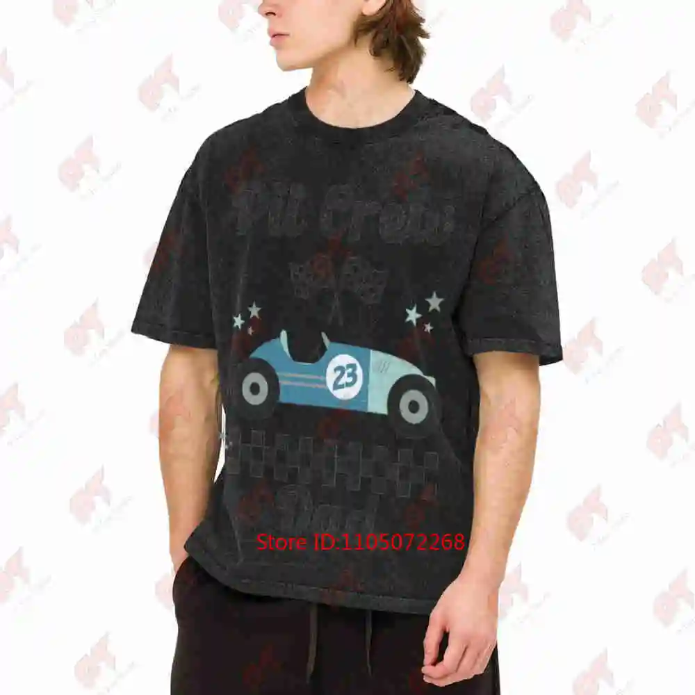 Pit Crew Dad Racing Checkered Flag Vintage Washed Tee Pure Cotton T-Shirt