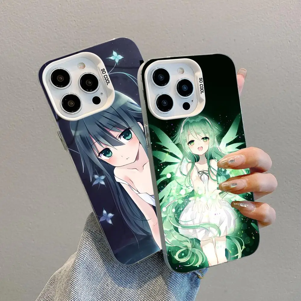 Saya no Uta حافظة هاتف محمول لهاتف آيفون 17 16 15 14 13 12 11 X XR XS 8 7 Pro Max Plus غطاء أبيض شفاف هاتف ذكي فاخر