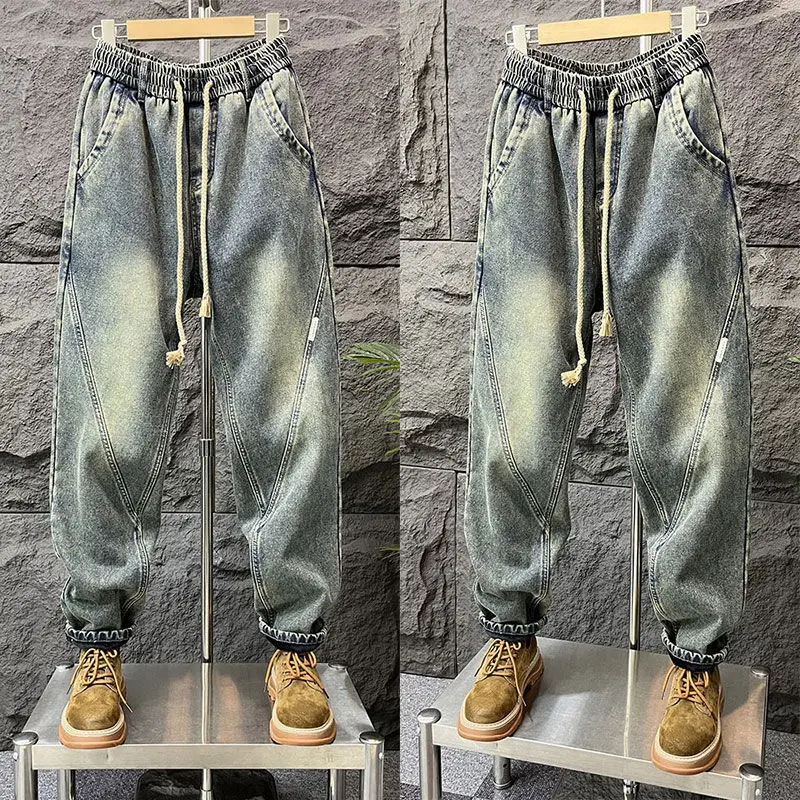 

Large Size 300 Pounds Men's Casual Straight Leg Jeans Vintage Washed Denim Loose Fit Harlan Long Trousers for Autumn Winter