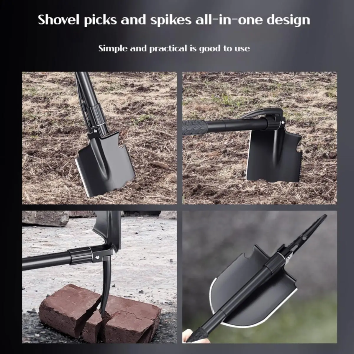 1pc Outdoor Small Foldable Camping Shovel, Multifunctional Hiking Entrenching Tool Portable Shovel