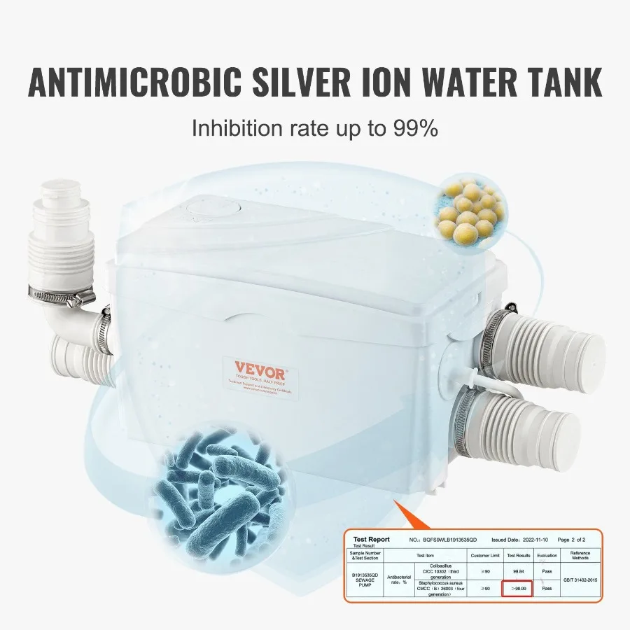 مضخة Macerator 350 وات 6000 لتر ساعة تدفق 23 قدم 7 م مضخة Macerator Sege مع 3 مداخل مياه لخفق دش حوض المطبخ في الطابق السفلي