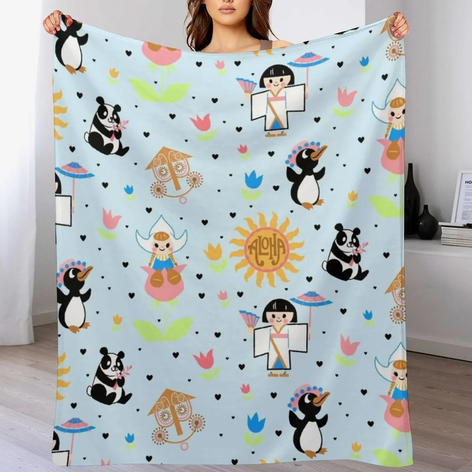 It's a small world (mimic design) Throw Blanket anime Multi-Purpose Summer Blankets