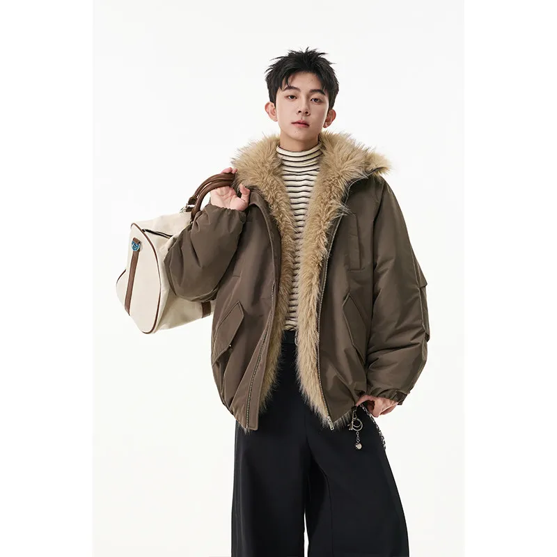 

Новое зимнее парка с высоким воротником и меховой отделкой, мужское хлопковое пальто Thiened Jaet, молодежное повседневное пальто на молнии с застежкой-молнией Long Sve