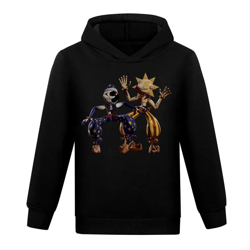 zz04zz122022 سويت شيرت كوسبلاي للأطفال من Sundrop FNAF Sun Clown كارتون بقلنسوة للأولاد، منتج أول 40%، خصم 30% على الثانية