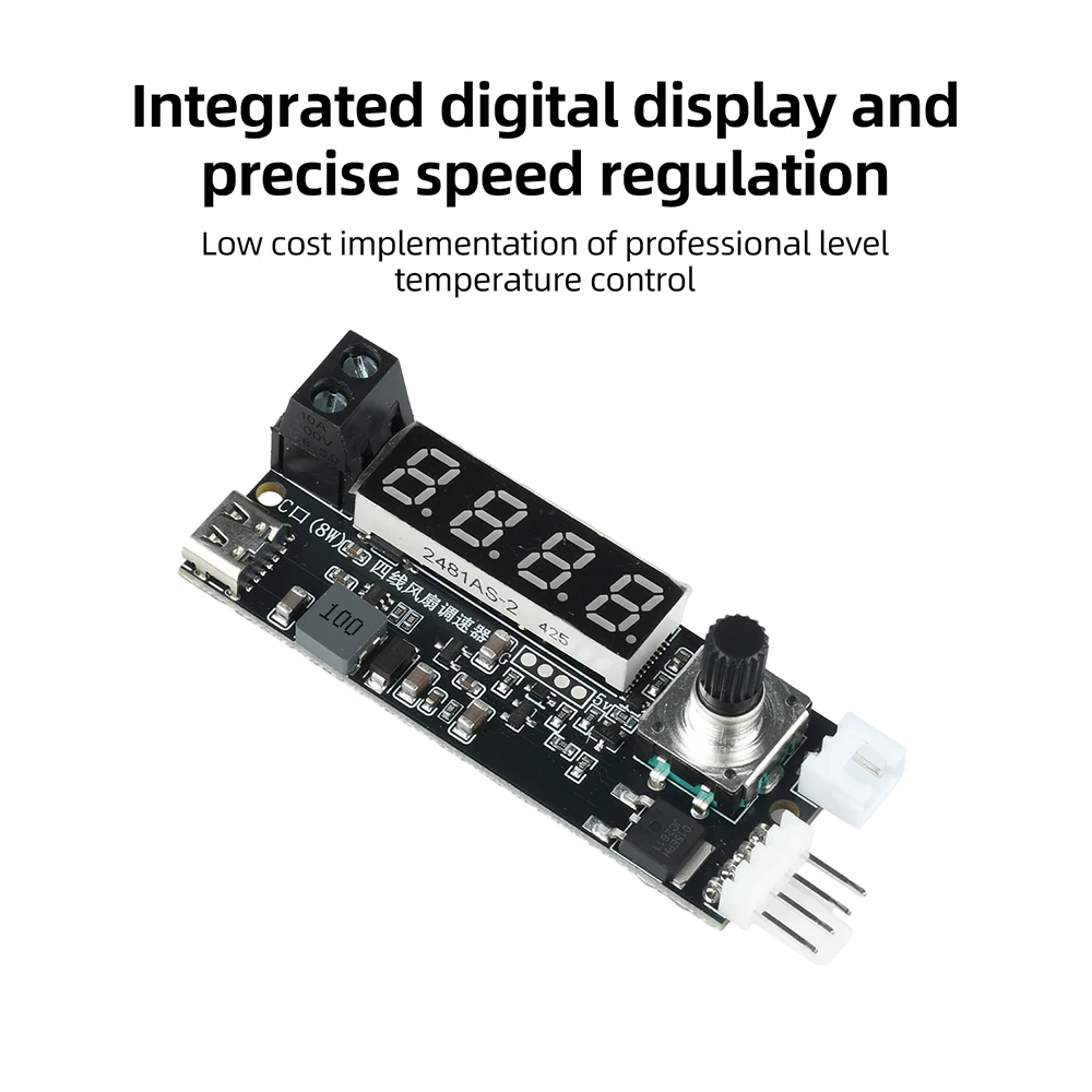 Vierkanaliger PWM-Lüftergeschwindigkeitsregler mit Digitalanzeige, 5-24V Weitspannung, 5A Hochleistungs-Kühlmodul für PC-Hardware – Detail 23