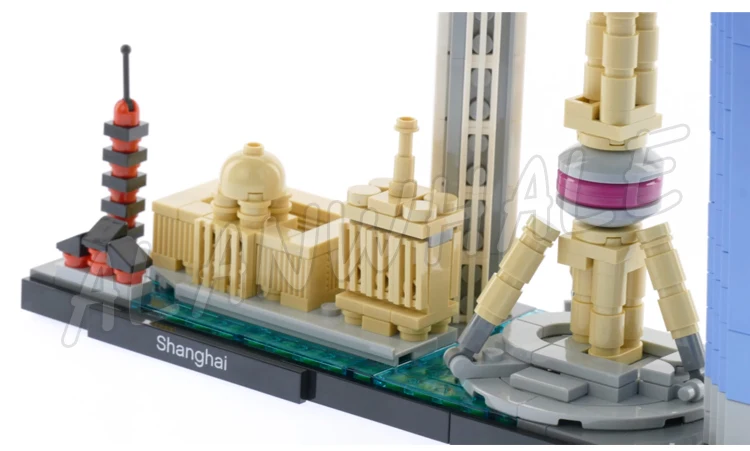 669pcs Architecture Skyline Modern Shanghai Oriental Pearl Tower Bund Area 17009 Building Blocks toys Compatible With Model