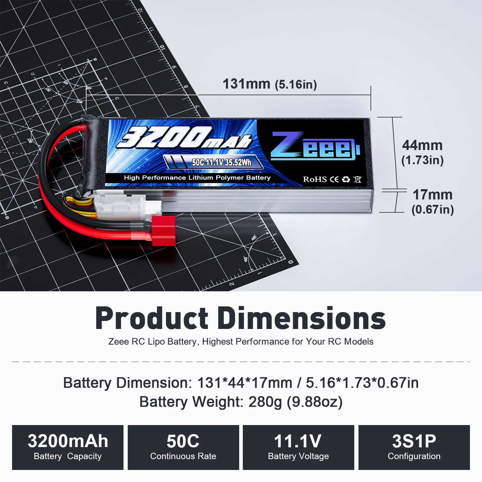 2pcs Zeee 3S 3200mAh 11.1V 50C Lipo Battery with T Plug Softcase for RC Car Buggy Truck UAV Drone FPV Airplane Helicopter Parts