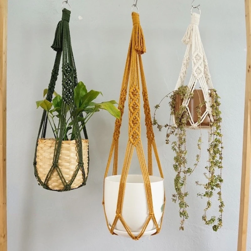 Vòng Tay Macrame Vật Có Giá Đỡ Cotton Nhiều Phong Cách Khác Nhau Hoa Móc Treo Giỏ Treo Tường Decorantion Sân Trang Trí Sân Vườn