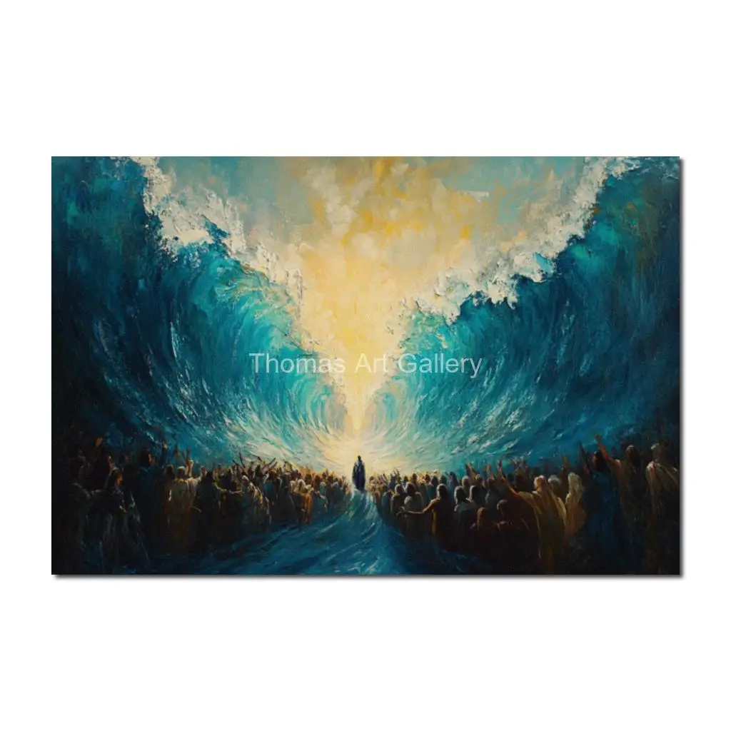 Contemporary Jewish Art Canvas Prints Moses Crossing the Red Sea HD Posters Printed Abstract Judaica Artwork Sitting Room Decor