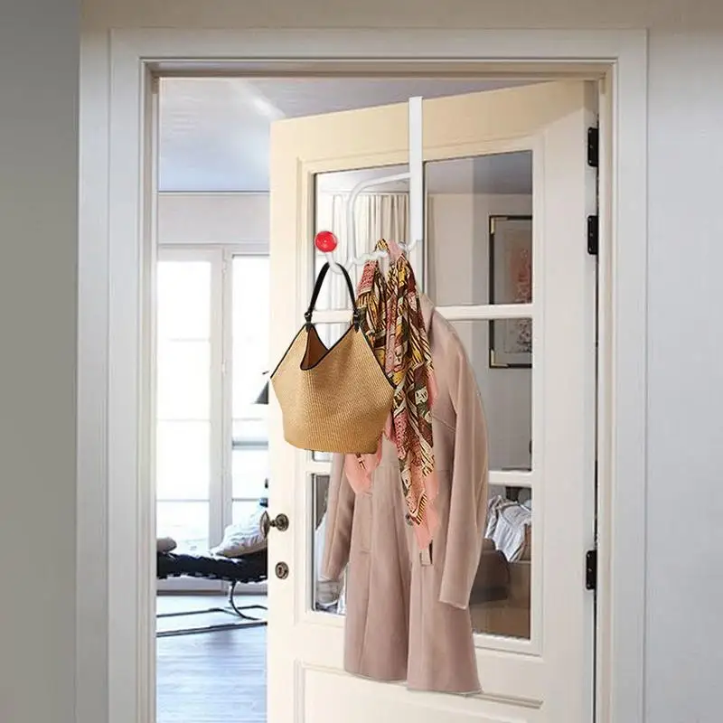 

Over Door Coat Hook Colorful Round Bead Iron Clothes Holder Towel Hooks 3X Storage Racks Behind Door Creative Hat And Scarf