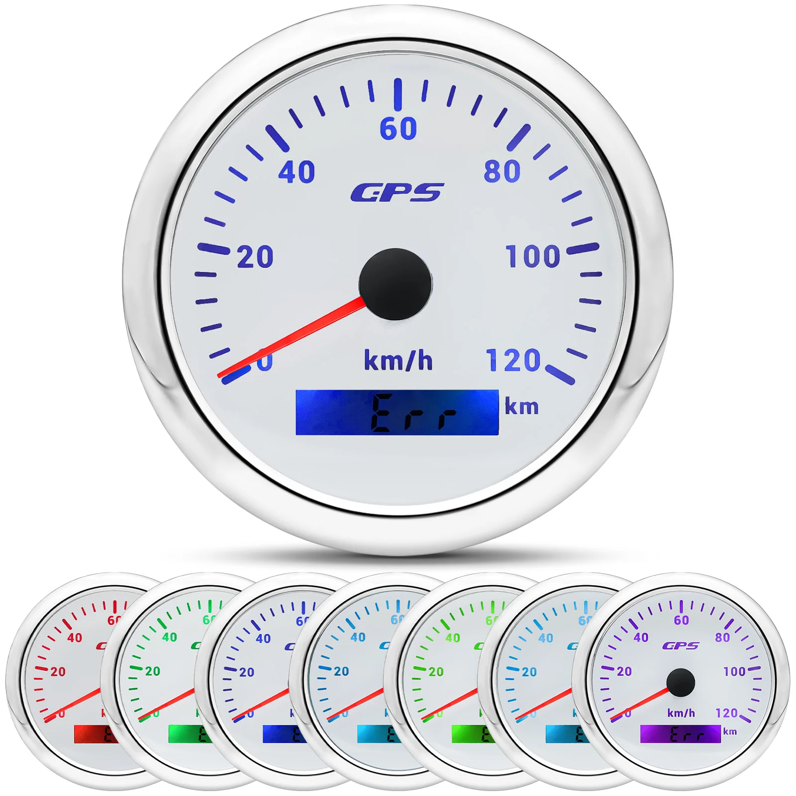 30 ~ 200KMH 7 Kleuren Backlight 85MM GPS Snelheidsmeter Met GPS Antenne Voor Motorfiets Marine Boot 60kmh 120kmh Auto Snelheidsmeter Gauge
