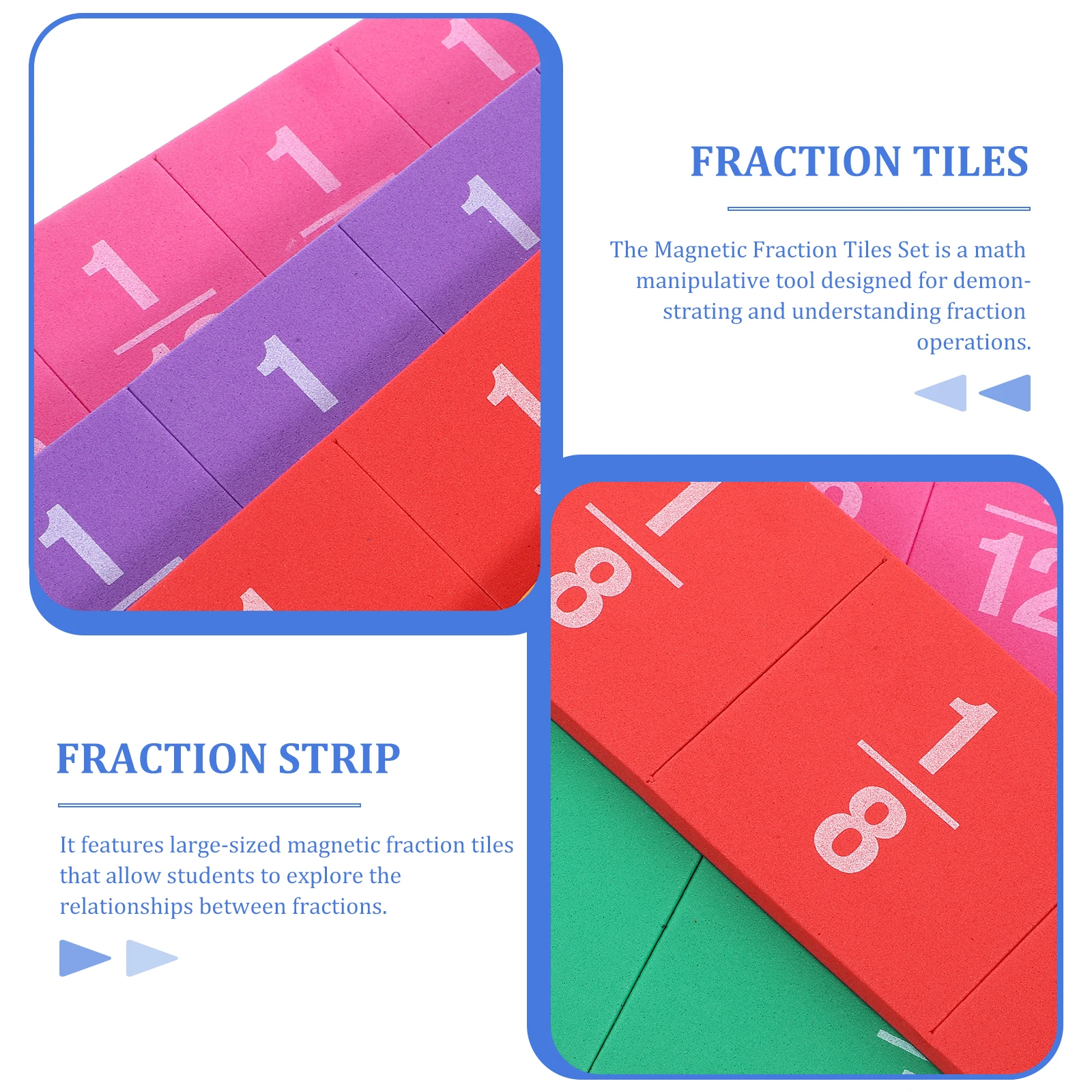 

1Set Fraction Tiles Strips Math Learning Games Educational Tools for Students Fraction Tiles Fractions Manipulatives