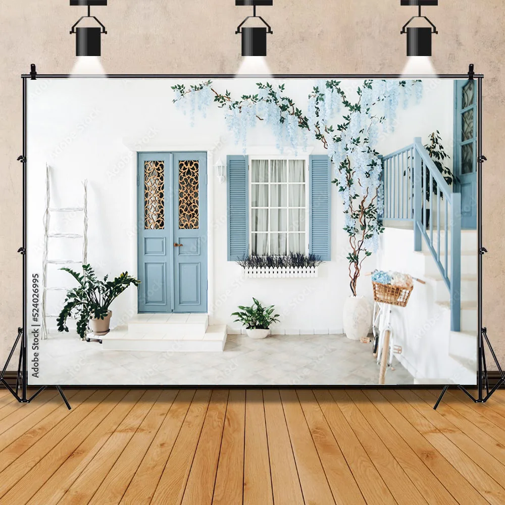 Streets Seaside Island Scenery and Plants Houses White Pigment Wedding Photos Photography Background Props HJD-07