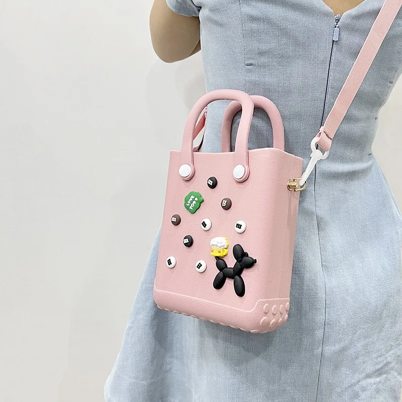 Beach Bag Tote Bag Shoulder Bag DIY Summer EVA Beach Basket Women Tote Bag Holes Waterproof Handbag Pouch Shopping Shoulder Bag