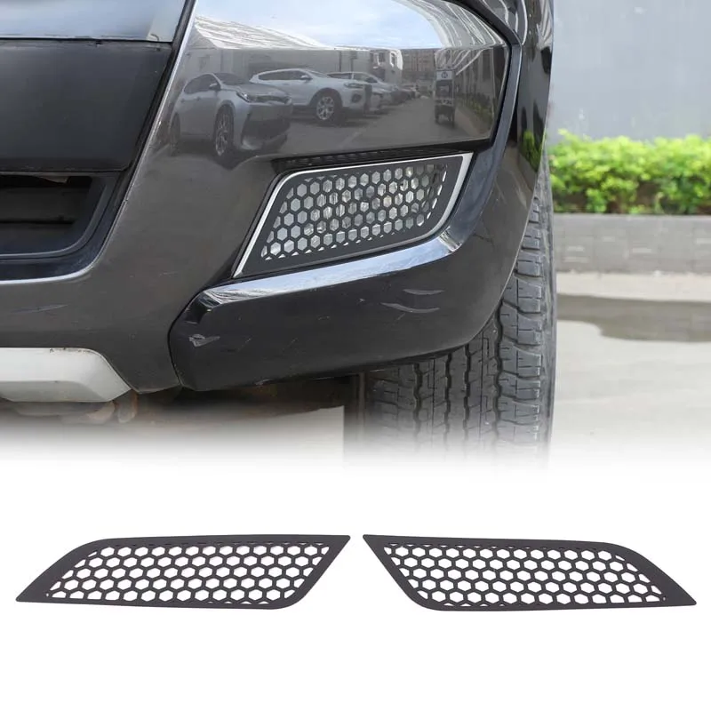 

For Ford Ranger 2015-2022 Automotive Front Fog Lamp Protection Mesh Cover Carbon Steel Black Automotive Modification Accessories
