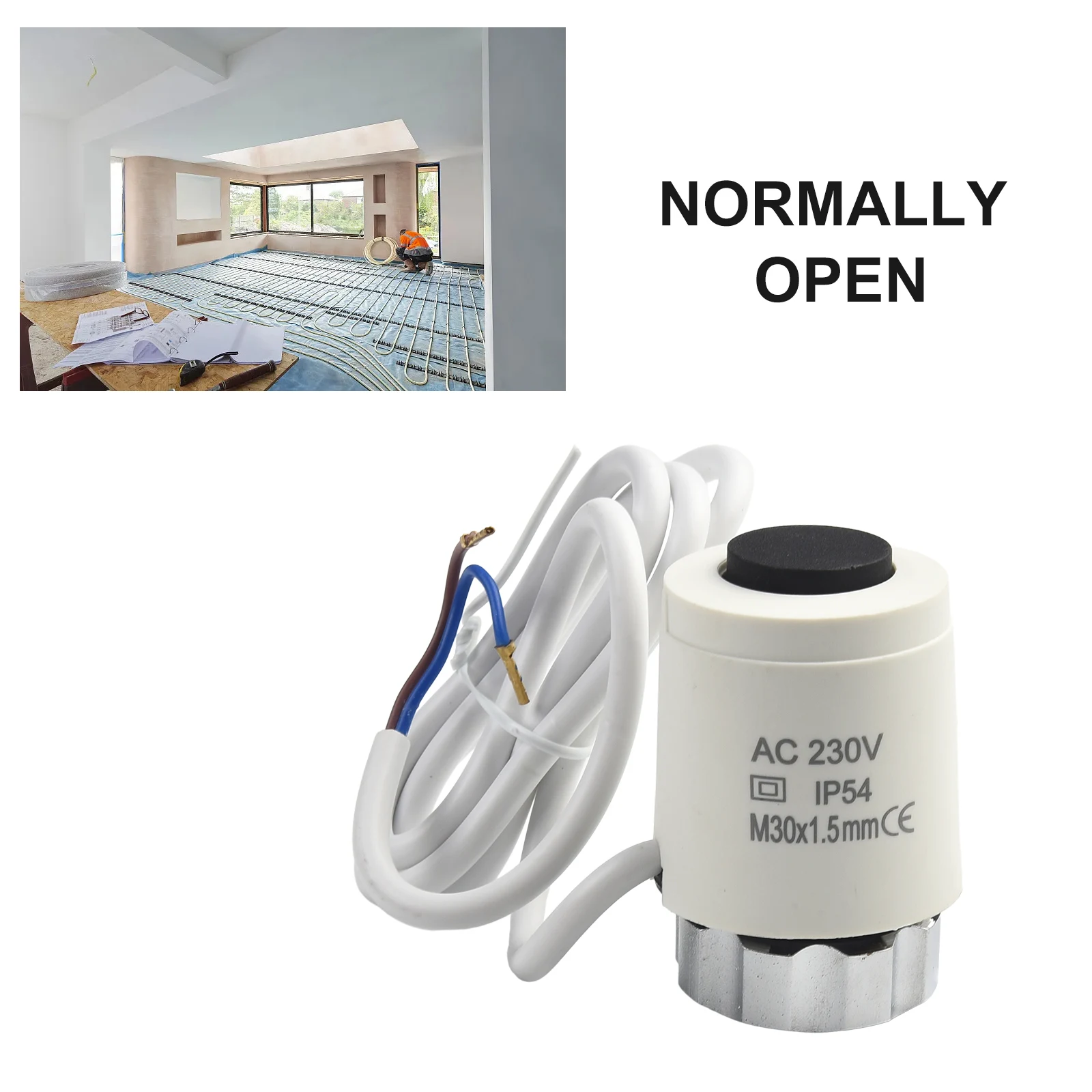 Electric Thermal Actuator Floor Heating Thermostatic Actuator Heating Radiator Valve 230V Normally Closed NC M30x1.5mm