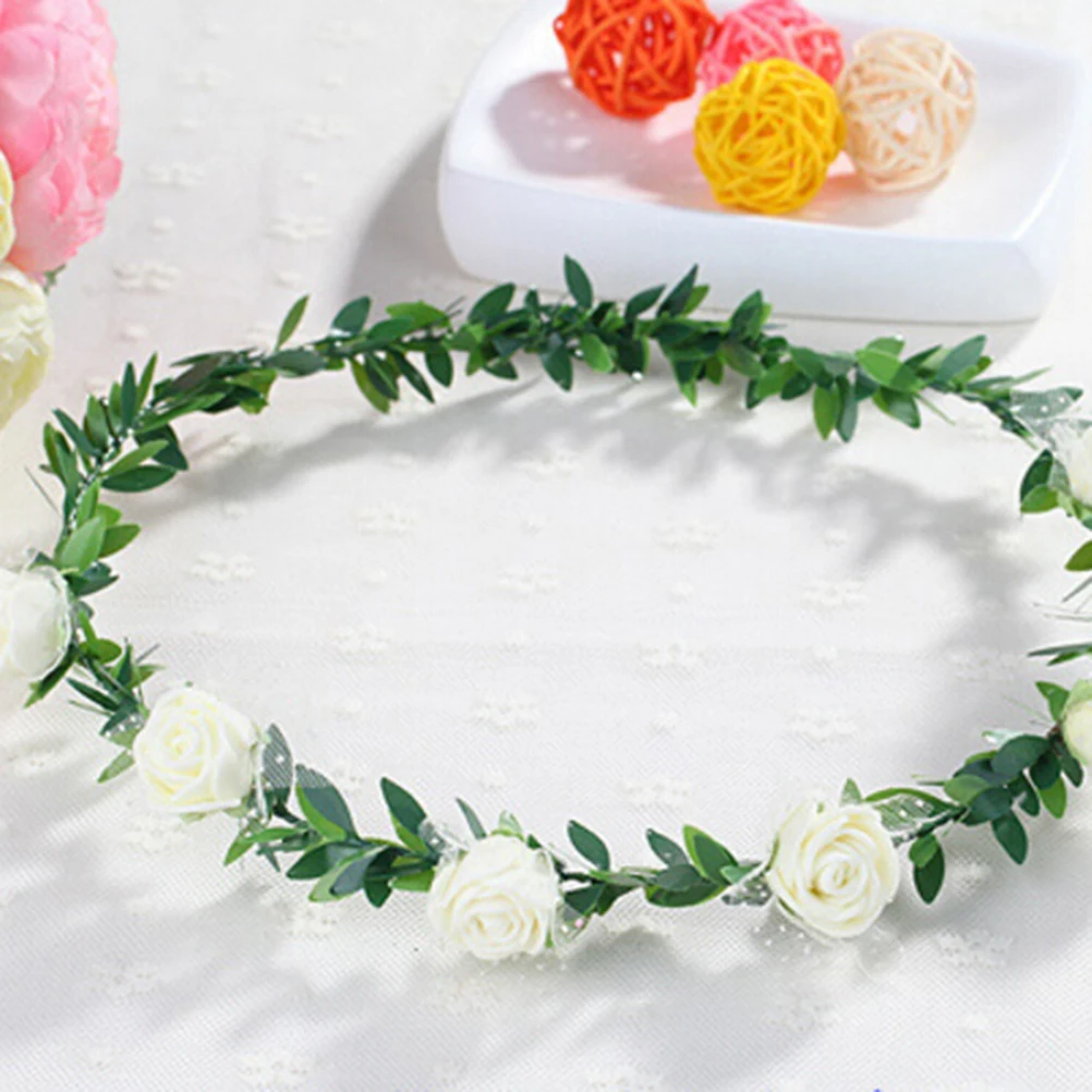 Rose Carnations Peony Flower Halo Bridal Floral Crown Hair Band Wreath Mint Head Wreath Party Wedding Headpiece Bridesmaid 1pcs