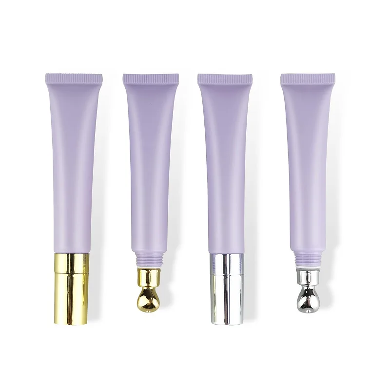 

Empty 20ml/g Soft Plastic Squeeze Bottle Matte Purple Essence Liquid Makeup Eye Cream Squeeze Tube with Metal Massage Head 20pcs