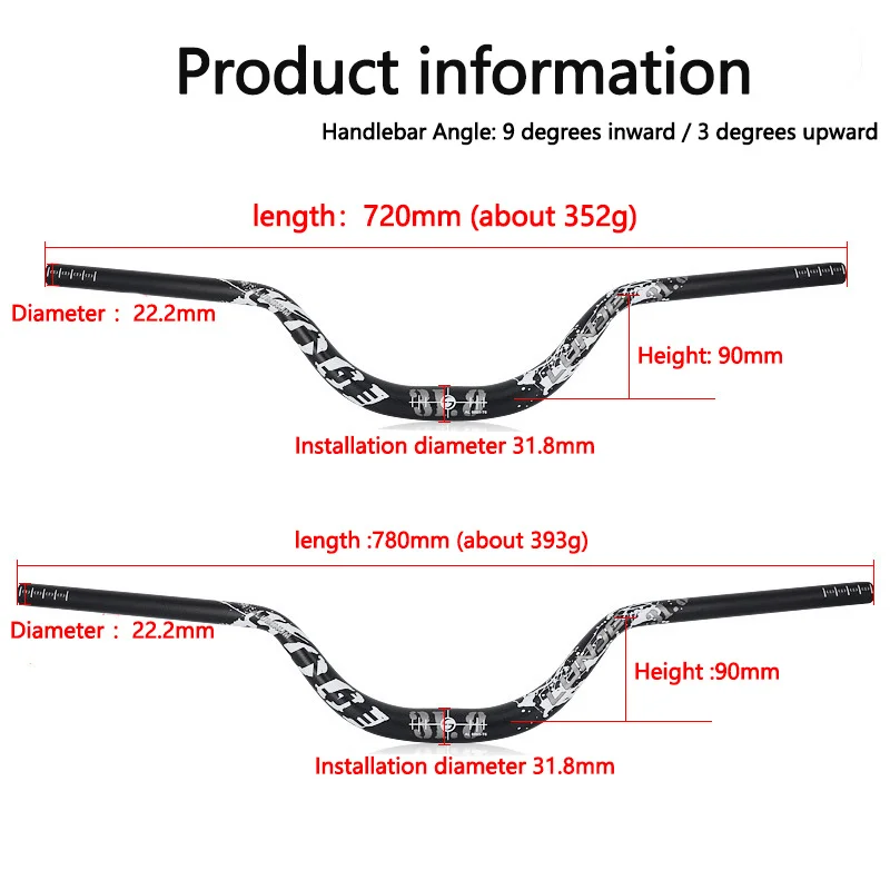 Kierownica rowerowa 31,8x72 0/780mm MTB rower podnośnik kierownicy rowerowej aluminiowe uchwyt górski rower szosowy kierownicy części rowerowe