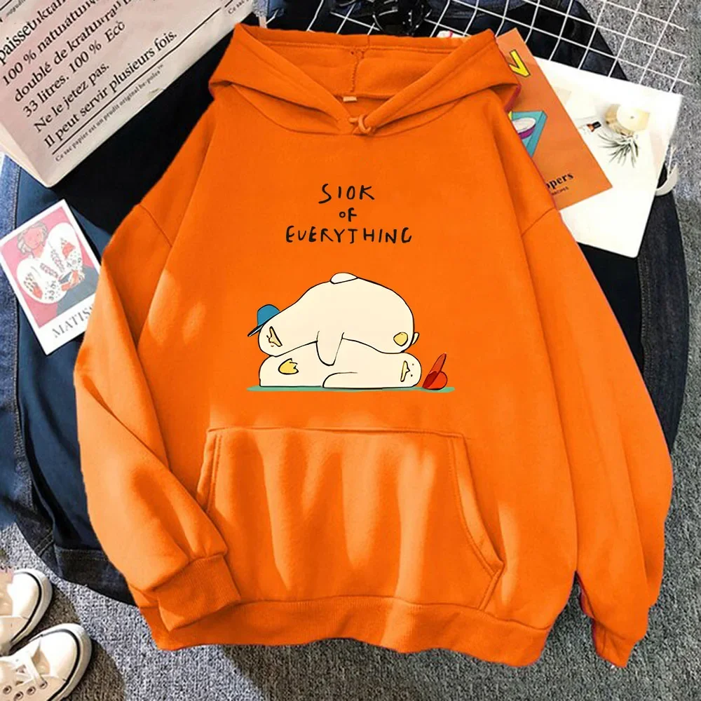 I'm Sick of Everything Hoodies Women Men Kawaii Duck Print Sweatshirt Winter Clothes Women Y2k Top Fleece Men Unisex Pullover