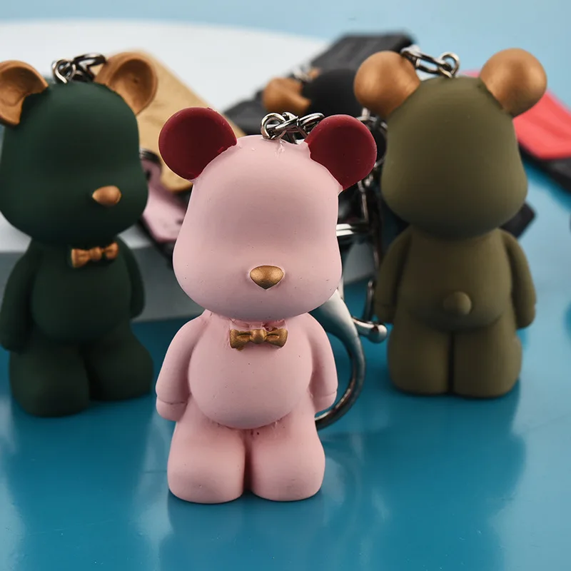 Anime Brick Bear Keychain, Resin Violent Teddy Bear Pendant, Suitable for Car Key Charm, Bag Pendant, Gift for Friends