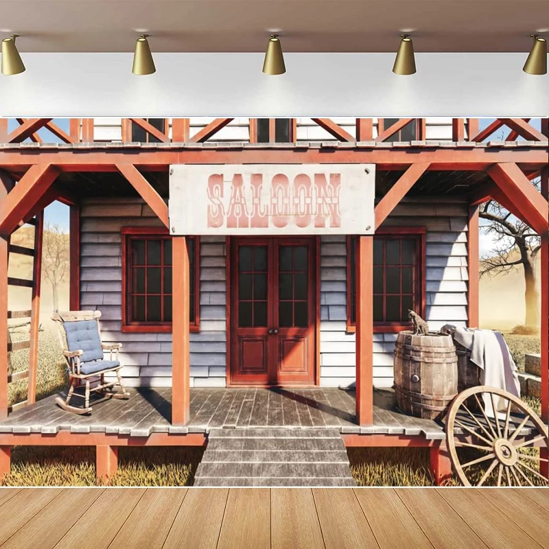 Wild West Photography Backdrop For Vintage Western Cowboy Saloon Rustic Wood House Background Farm Country Cowgirl Baby Shower