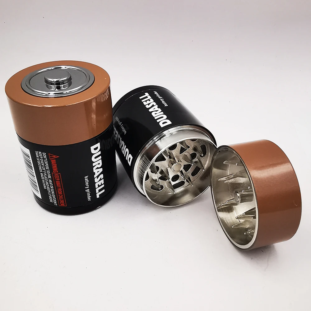 أداة مطحنة أعشاب معدنية على شكل بطارية مكونة من 3 طبقات أداة مطحنة التبغ