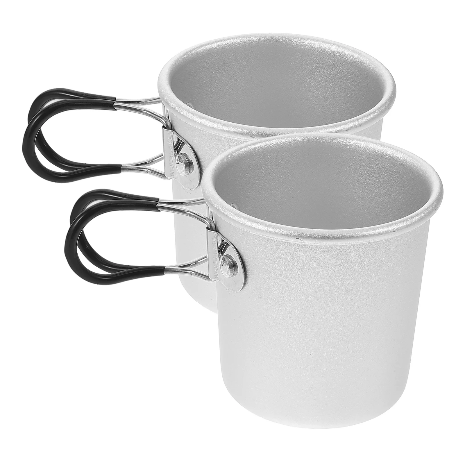 

2 Pcs Cup Outdoor Folding Collapsible Drinking Breakfast Mug Cups Foldable Aluminum Water Camping Coffee Pot Alloy Silver