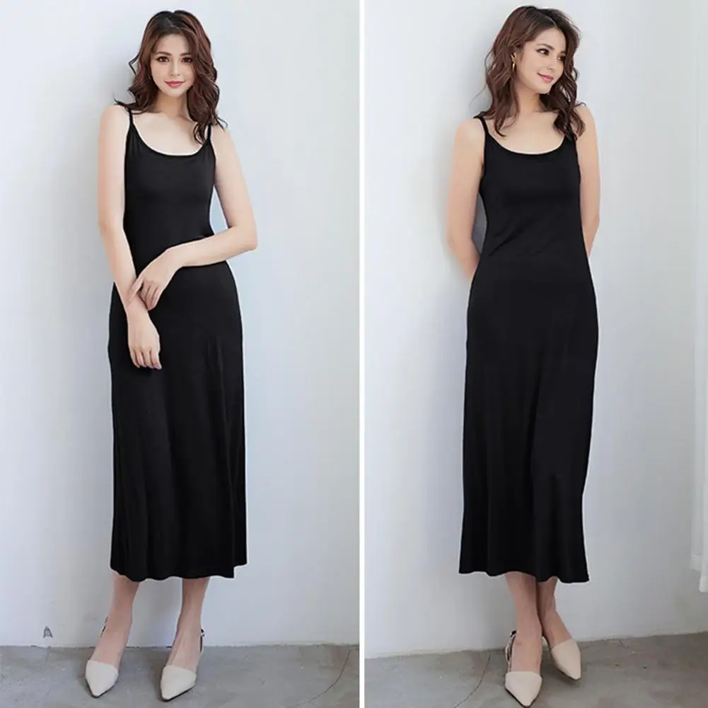 Spring Summer 2024 Woman Tank Dress Casual Sexy Camisole Elastic Female Home Beach Dresses O-Neck Camis Sexy Bottoming Dress  ﻿