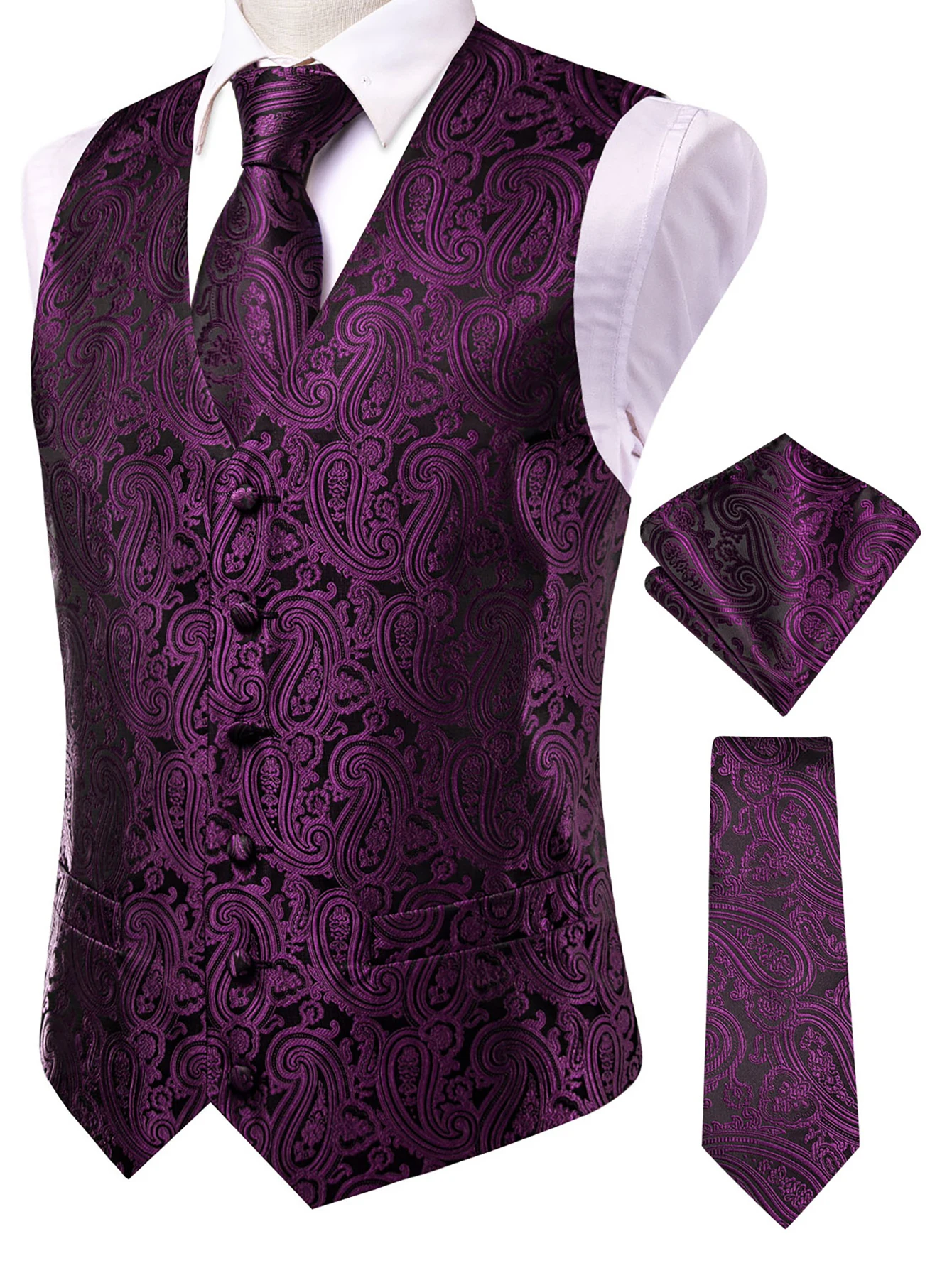 Men Purple Tie Handkerchief Th - Men Formal Wear Purple review and price