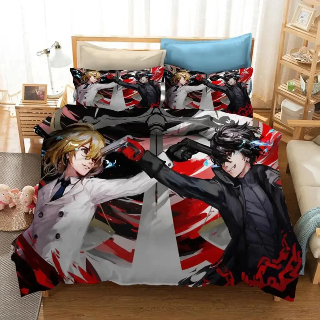 Anime Game Persona 5 Strikers 2/3pcs Bedding Set Boys Girls Twin Queen Size Duvet Cover Pillowcase Bed Kids Adult Home Textile