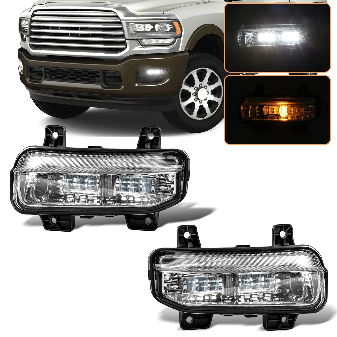 

Для Dodge Ram 1500 2019-2024: Комбинированные фары-противотуманки с поворотниками и дневными ходовыми огнями, 12В