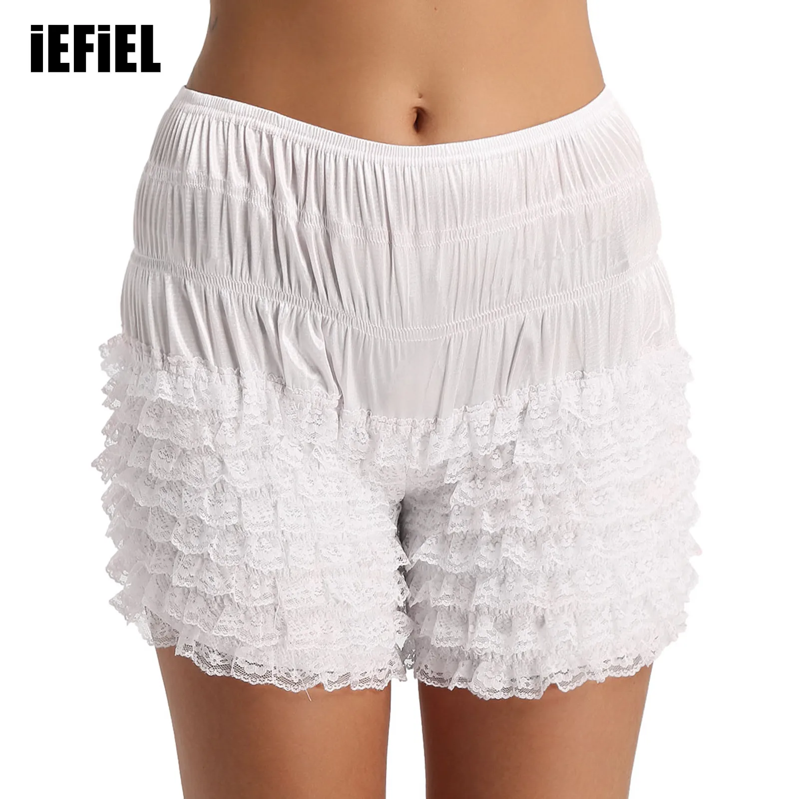 Women Lingerie Tiered Ruffle Lace Dance Bloomers Shorts Super Soft Boxer Underwear Panties