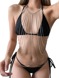 Metal Body Chain Harness Jewelry for Women Fashion Full Crystal Body Chain Belly Body Jewelry Costume Party Sexy Accessories