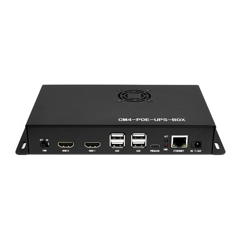 Carte d'extension CM4-PoE-UPS-Base pour Raspberry Pi, Module de calcul 4, Kit Mini-ordinateur UPS, Ethernet Gigabit, double HDMI, usb 2.0 Quad