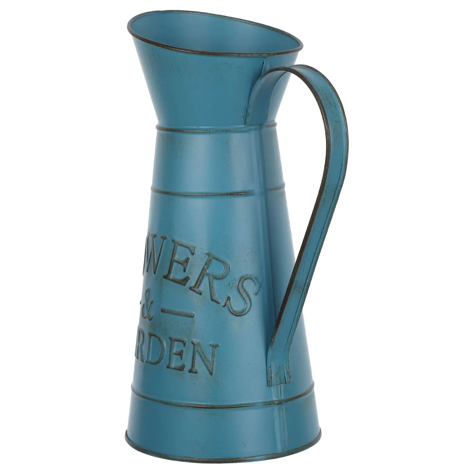 

Retro Decorative Kettle Iron Flower Vase Vintage Blue Small Household nament Pitcher Home Office Balcony Gardening Flower