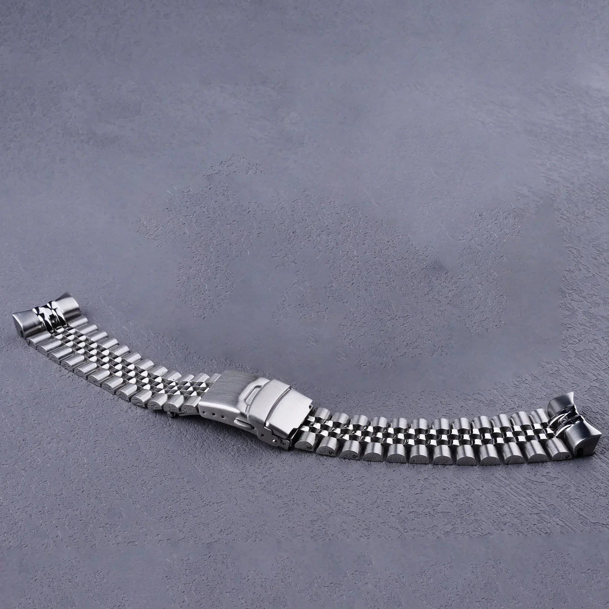 Rolamy 22mm Solid CurvedEnd Stainless Steel Silver Jubilee WatchBand Strap Luxury Bracelets For Seiko 5 GMT SSK001-5/SBSC001 003