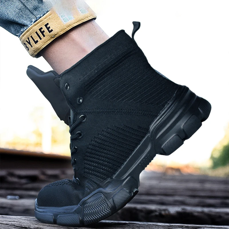 Men's Work Shoes Indestructible Men Safety Shoes Outdoor Safety Boots Steel Toe Sneakers Anti-Puncture Work Shoes Work Boots Man image 6