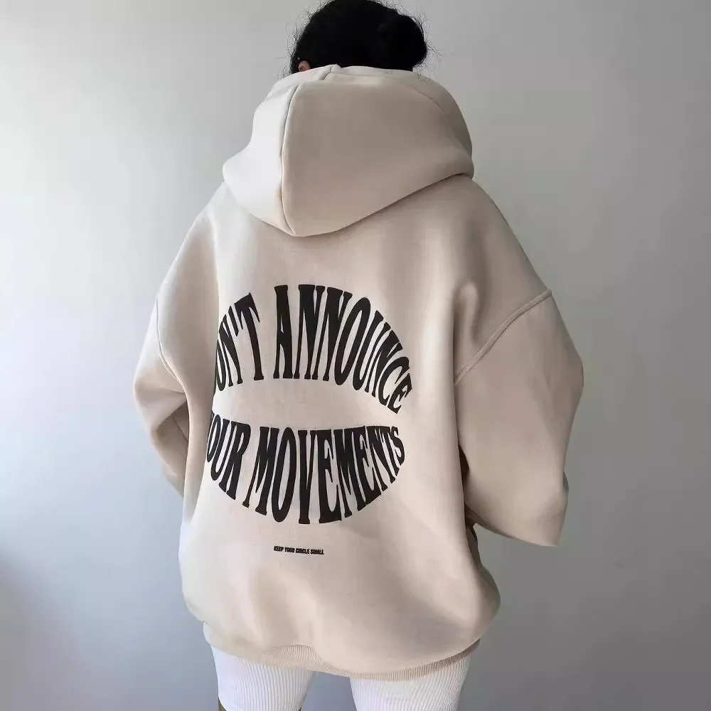 Europe and the United States women's casual fashion letter printed top long sleeve hooded hoodie woman