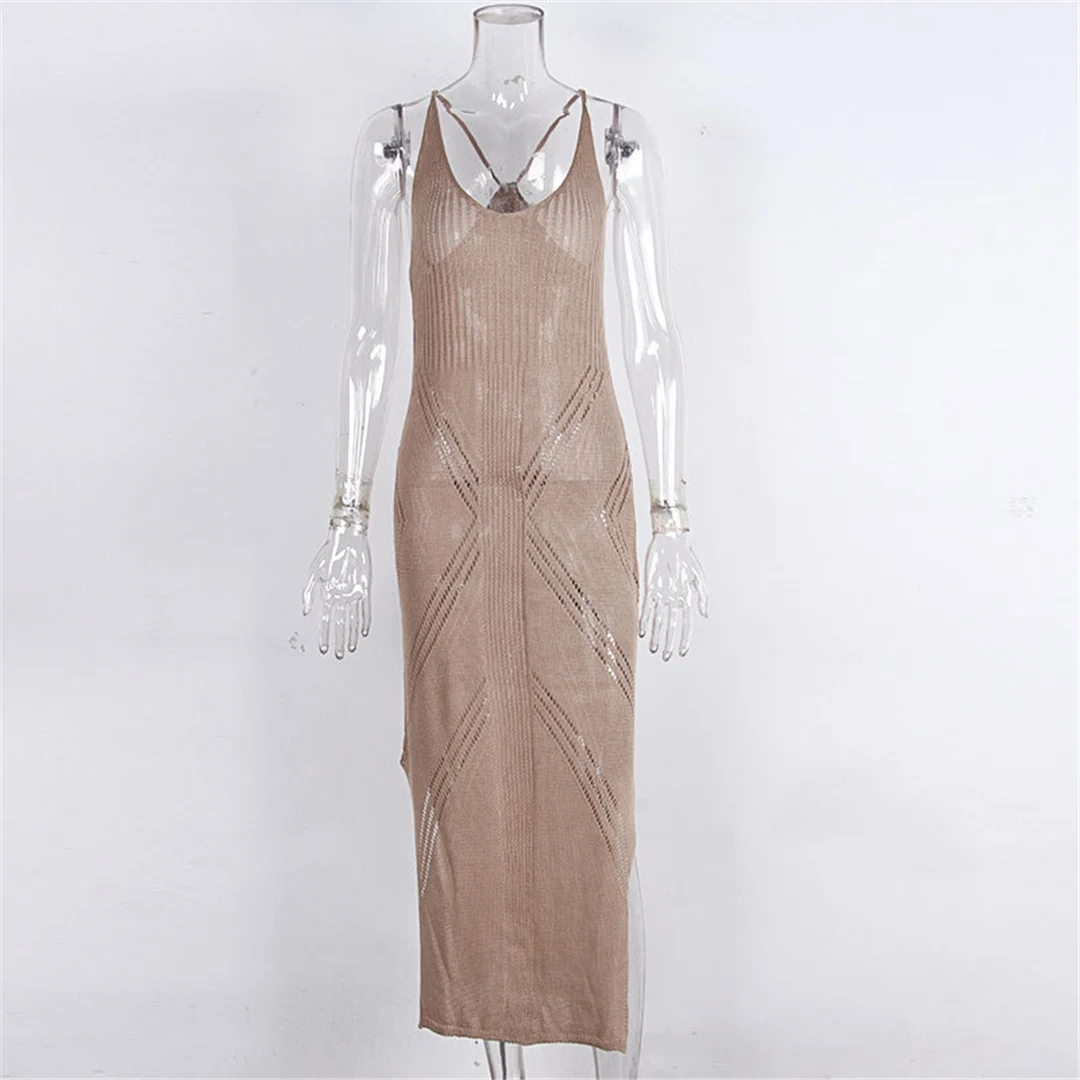 Sexy, ausgeschnittene, gehäkelte Tunika, Strandkleid, Strandmode, Strandbekleidung, Damen, langes Kleid, V4531 – Detail 16