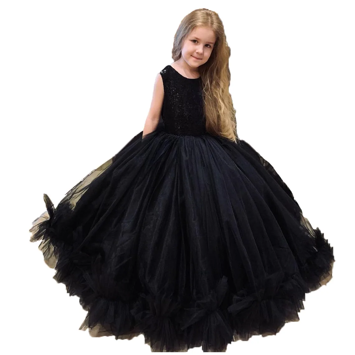 Little Girls Princess Pageant Dress Kids Backless Wedding Flower Girl Dresses for Toddlers Sequin Tulle Birthday Party Gown