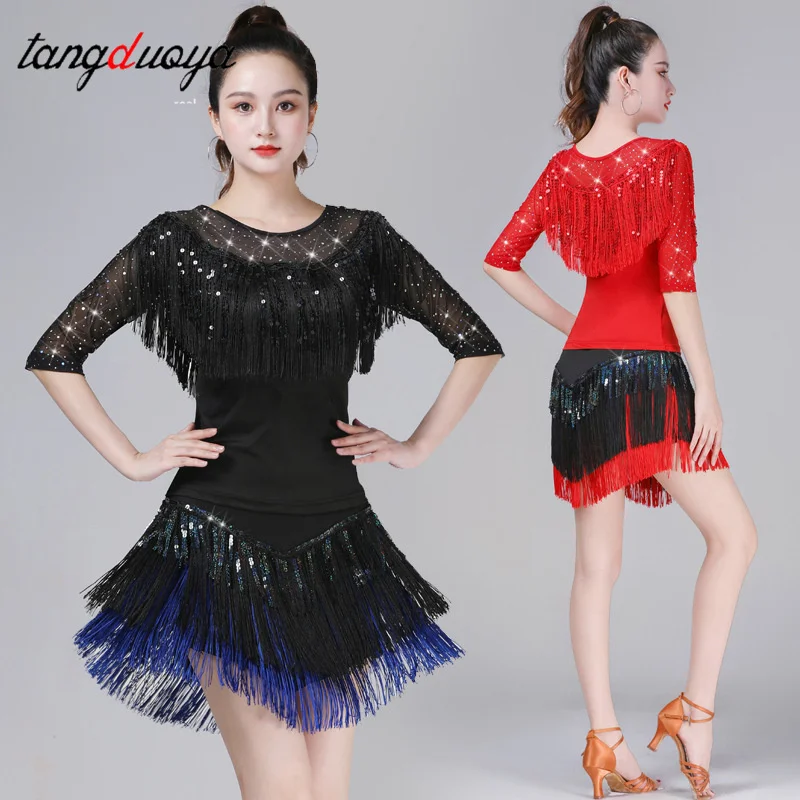

Новая блестящая одежда для латинских танцев, одежда для квадратных танцев, подставка для бальных танцев, современные танцевальные платья, комплект для бальных тренировок