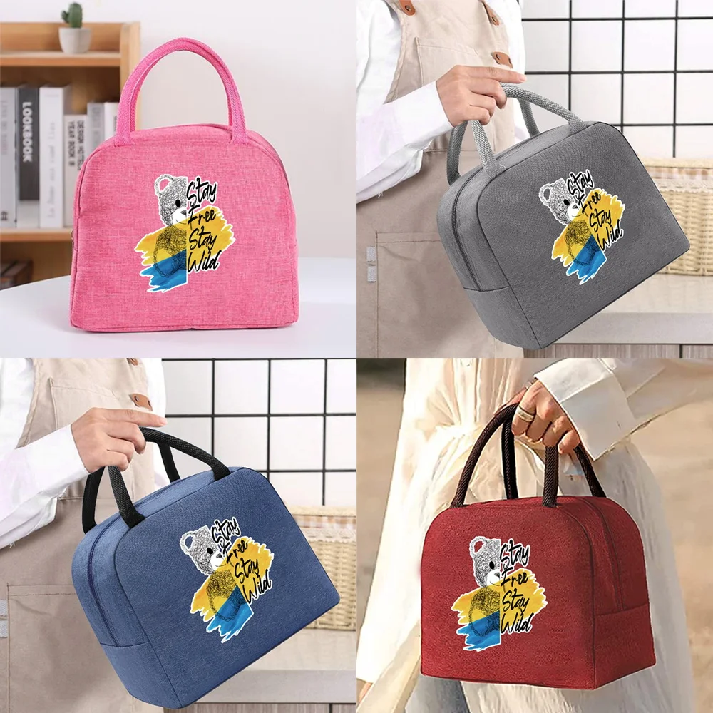 

Insulated Lunch Bag Picnic Portable Thermal Food Picnic Cartoon Bear Pattern Handbags Box for Women Kids Lunch Bags for Work