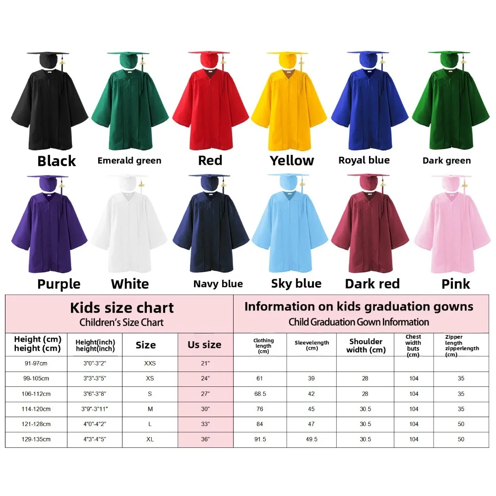 Togas de Graduación para Niños de Jardín de Infancia y Primaria - Vestidos de Fotografía para Bachillerato y Doctorado para Niños