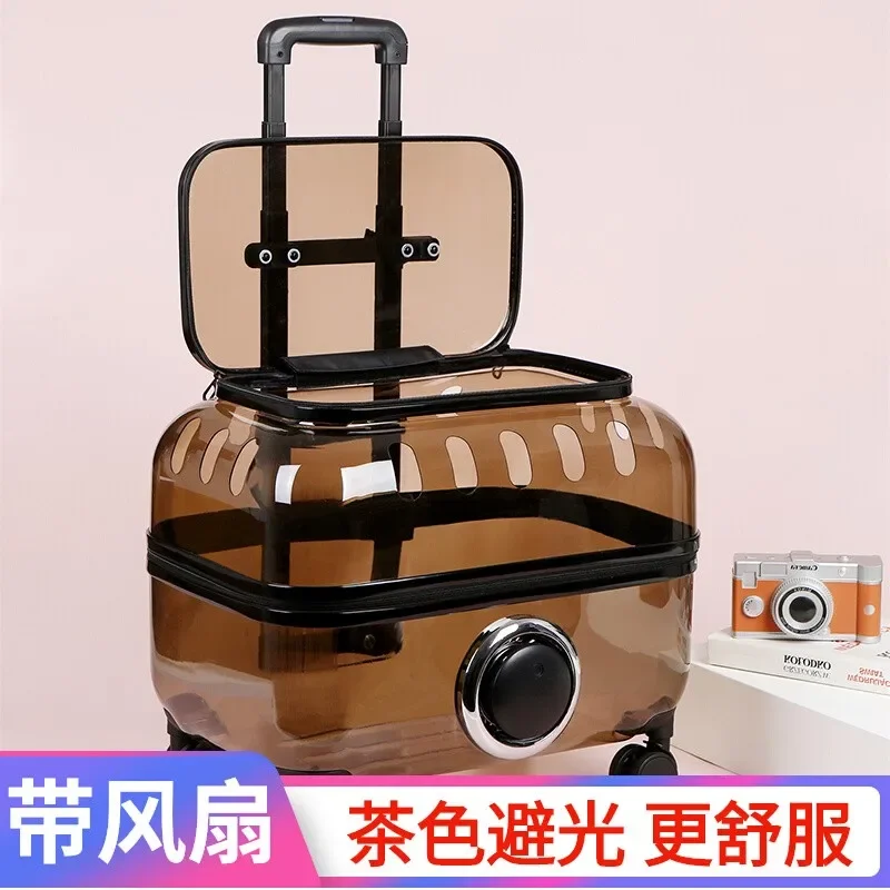 Pet trolley case cat bag going out portable  backpack double  pet cart transparent two suitcases