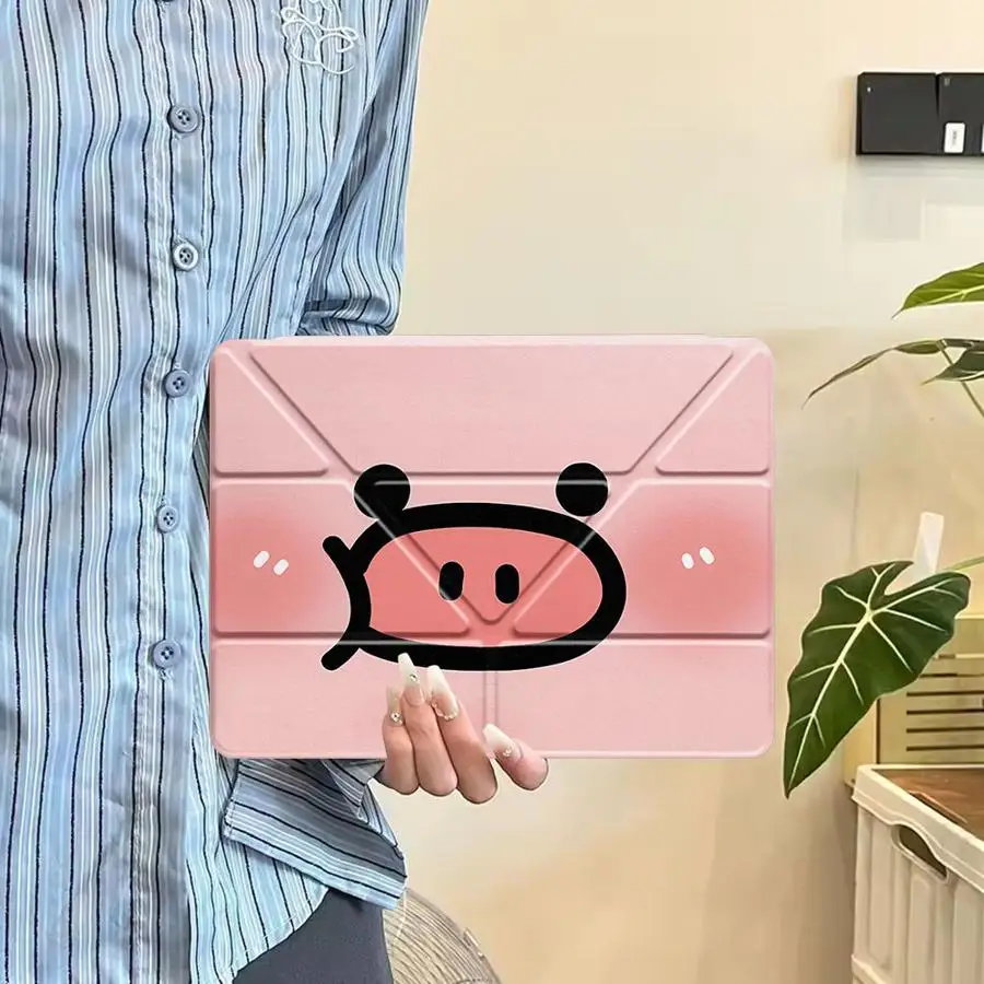 

Tablet Case For iPad Mini 6 7 Pro 2025 Air 4 5 M3 M2 1 2 M4 11inch Pro 11th 10th 9th 8th 7th 12.9inch Holder Cover The Pink Pig