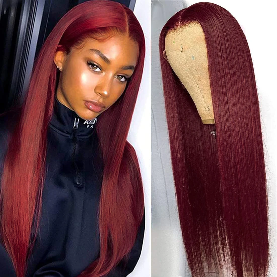 

99J Burgundy 13x6 HD Lace Frontal Human Hair Wig Bone Straight Red Lace Front Wig Colored Human Hair Wigs 250% Full Hair Wig