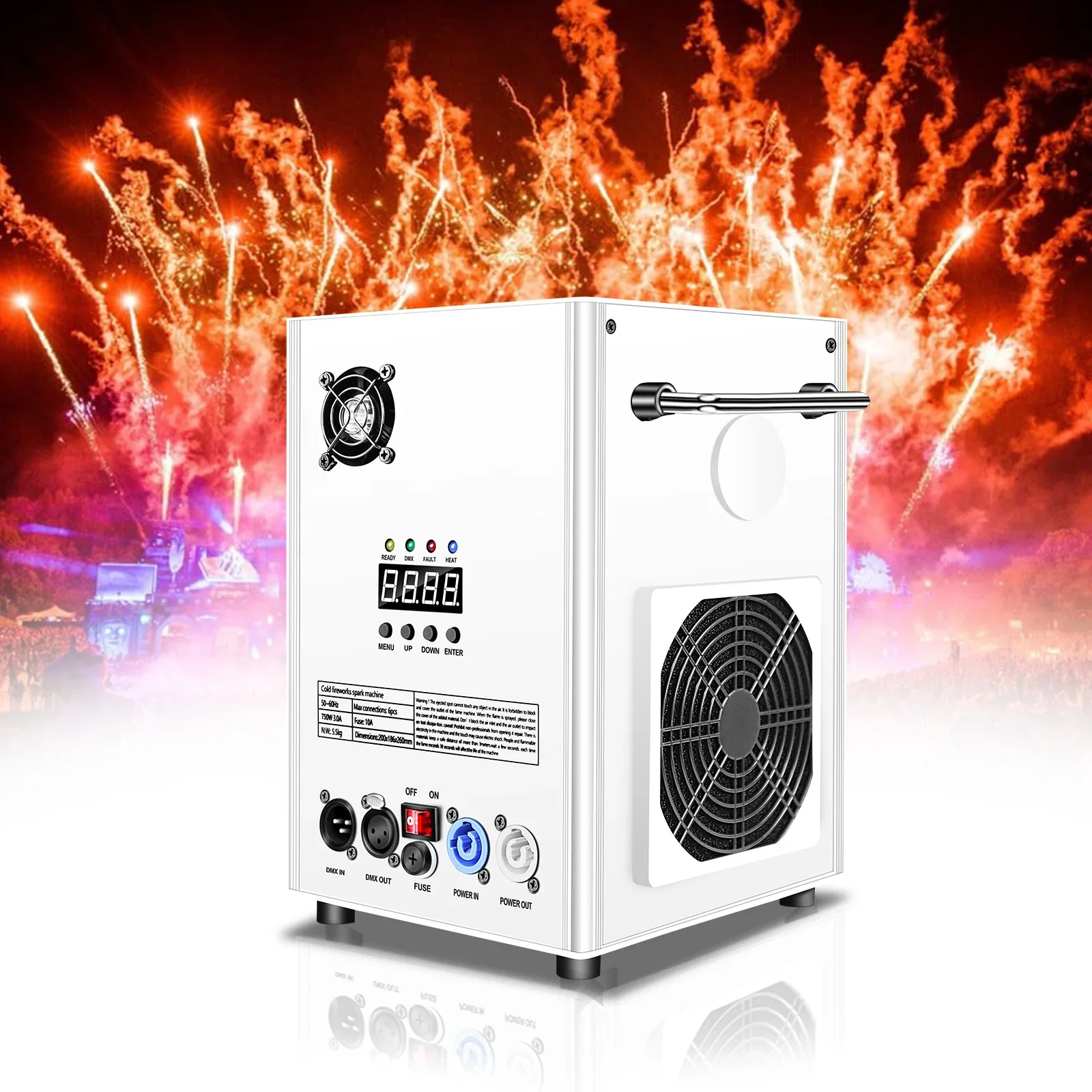 DMX512/Remote Control 750W Wedding Party Stage Special Effect Electronic Fountain Sparkler Cold Spark Machine