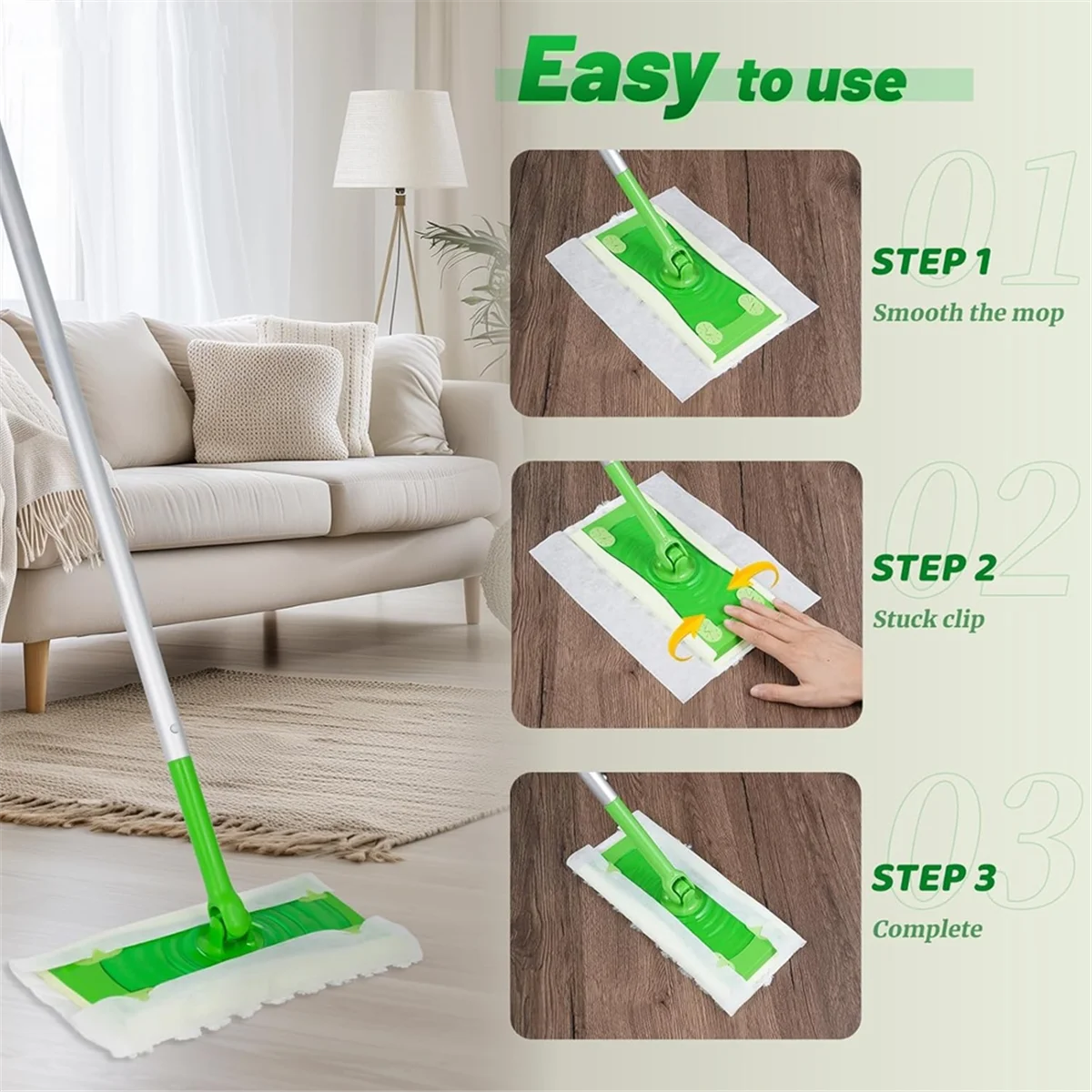 A72P Dust Removal Paper Hand Free Wash Plus Velvet Electrostatic Dust Removal Paper Lazy Mop Floor Cleaning Artifact